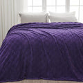 NEWCOSPLAY Super Soft King Blanket Purple Premium Silky Flannel Fleece 3D Checkered Lightweight Bed Blanket All Season Use (Purple Checkered, King(90"x110"))
