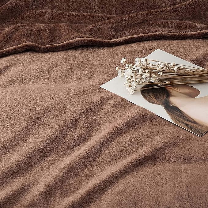 MOONLIGHT20015 Silk Touch Warm Fleece Throw Blankets - 400 GSM Throws for Sofa Fluffy Blanket Bed Throw for Bedroom, Couch, Travel (Coffee, King 108" x 90")