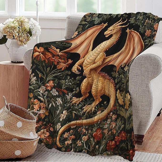 Dragon Throw Blanket Soft Warm Cozy Dragons Blankets Fuzzy Plush Fleece Dragon Blanket Gifts for Couch Bed Sofa Home Decor 40''X50''