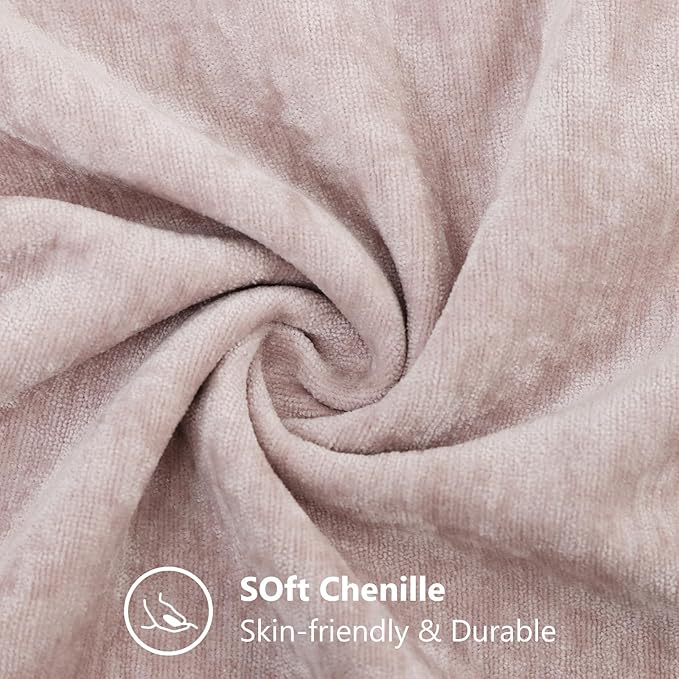 decorUhome Chenille Blush Pink Summer Throw Pillow Covers 16x16 Inch Set of 2, Decorative Soft Couch Pillow Covers Solid Dyed Accent Farmhouse Neutral Square Pillow Cases for Sofa