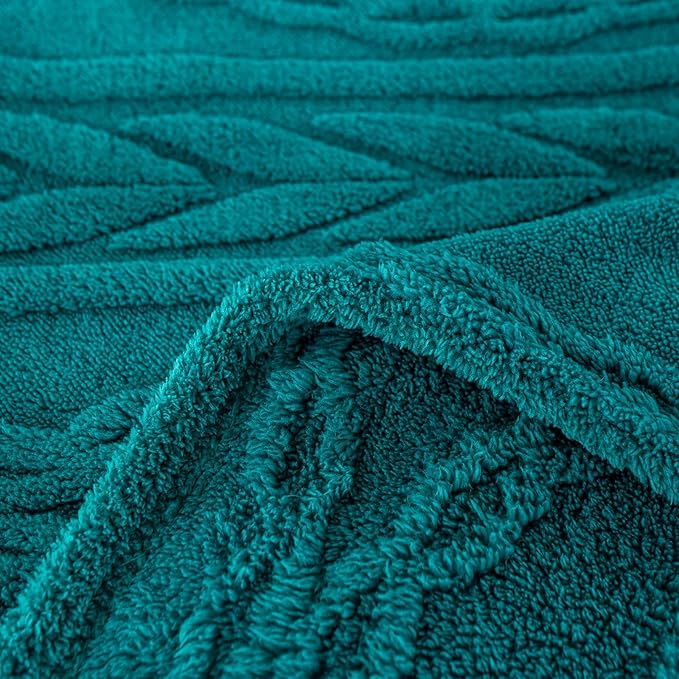 YUSOKI Sherpa Large Throw Blanket Single Layer,Light Weight(1.7lb),370GMS-3D Stylish Design for Gift Home Decor (Teal,50"x65")