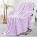 Exclusivo Mezcla Fleece Throw Blanket for Couch and Bed, 50x70 Inches Soft Cozy Jacquard Flannel Blankets, Lightweight Fuzzy Plush Warm Throws for Women, Lilac Purple