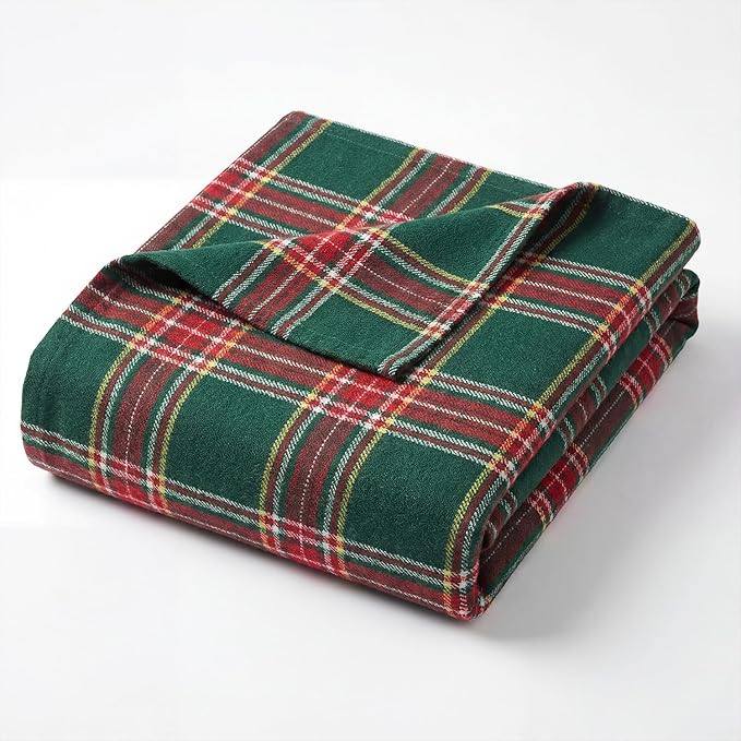 Horaldaily Dark Green Red Farmhouse Plaid Spring Decorative Blanket Throw, Christmas Rustic Soft Lightweight Blanket for Couch Sofa Bed Lounging Decoration, Ideal Gifts for Kids Adults Self, 50x60