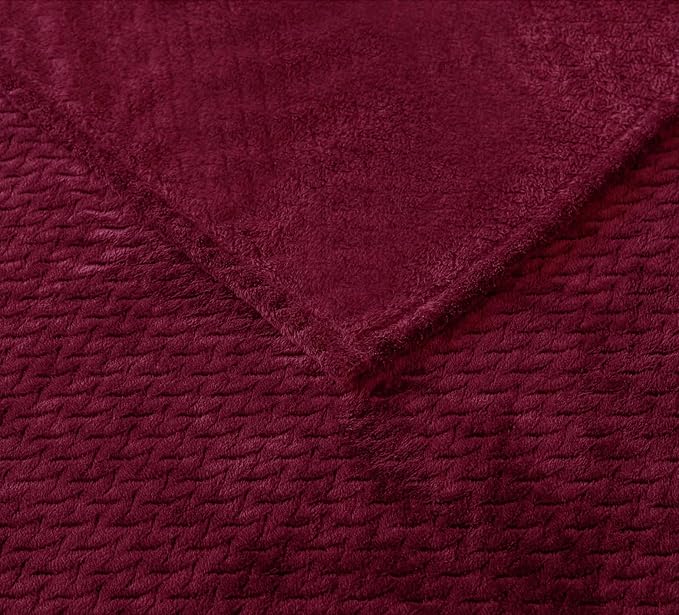 COOVA Oversized King Fleece Blanket 120x120 inches, Soft Cozy Warm Giant Extra Large 10'x10' Blanket for Bed, Sofa, Couch,Travel, Camping, California Huge Big Throw Blanket, Jacquard Burgandy Red