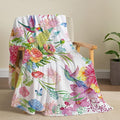 Hummingbird Throw Blanket Floral Flower Throw Blanket Spring Colorful Flannel Fleece Throw Blankets Gifts for Women Children Soft Cozy Plush Throw Blankets 50" x 60"
