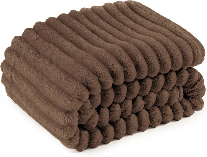 Bedsure GentleSoft Brown Fleece Blanket for Couch - Cozy Soft Blankets for Women, Cute Small Throws for Girls, 60x80 Inches