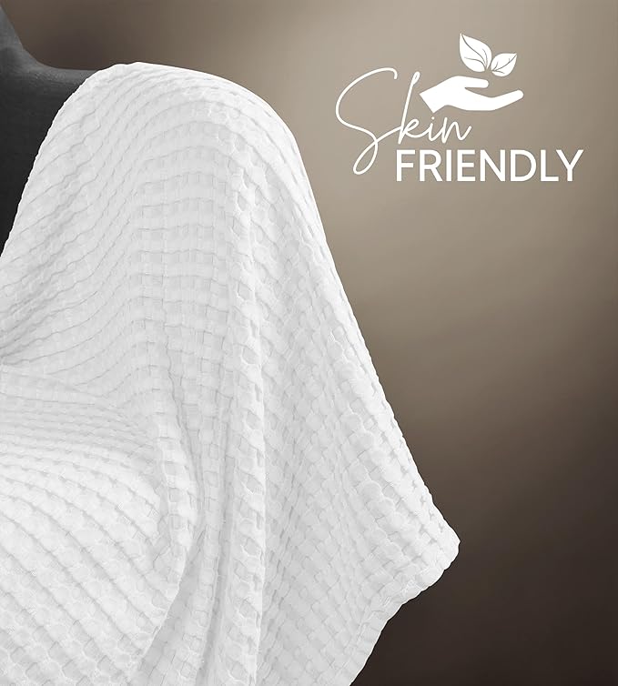 Utopia Bedding White 100% Cotton Waffle Blanket 300 GSM [King - 90x108 Inch] Soft Lightweight Breathable Bed Blanket for All Season (Pack of 6)