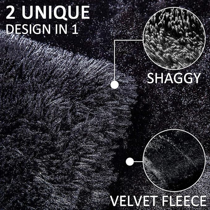 YUSOKI Long Faux Fur Twin Size Blanket,2 Layers,3.4lb for Bed Couch Home Décor Gifts Men (Black,60" x 80")