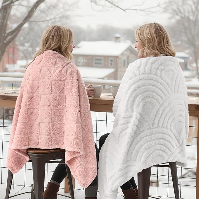 Joiedomi Queen Size Blanket for Bed, Soft White Fleece Blankets Gifts for Women Mom Girls, 280GSM Cozy Cute Soft Throw Home Room Decor Aesthetic Gifts 90x90 Inches
