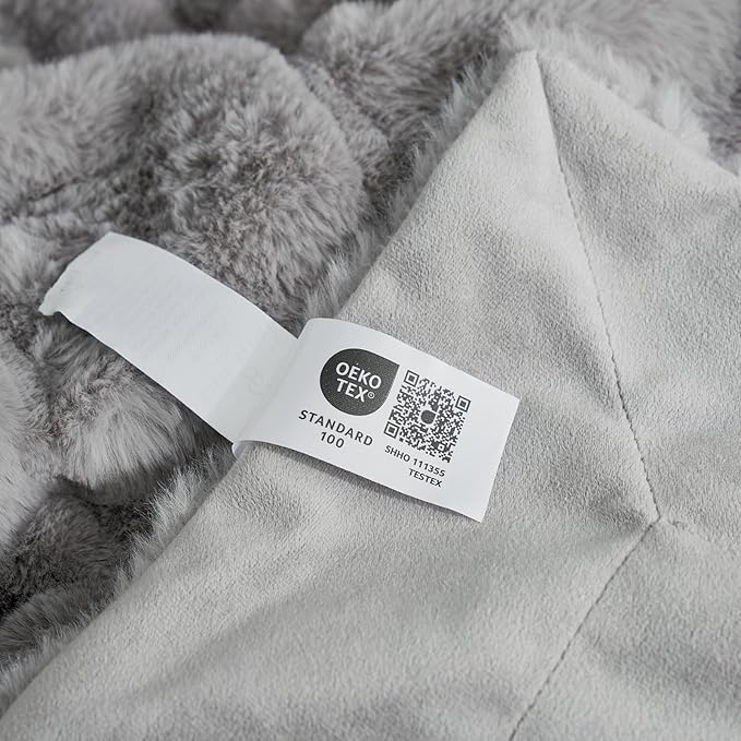Cozy Bliss Deluxe Sheared Rabbit Faux Fur Throw Blanket, Soft Fuzzy High-Low Sculpted Plush Blanket for Couch, Cozy Home Accent, All Season Use, Grey 60"x80"