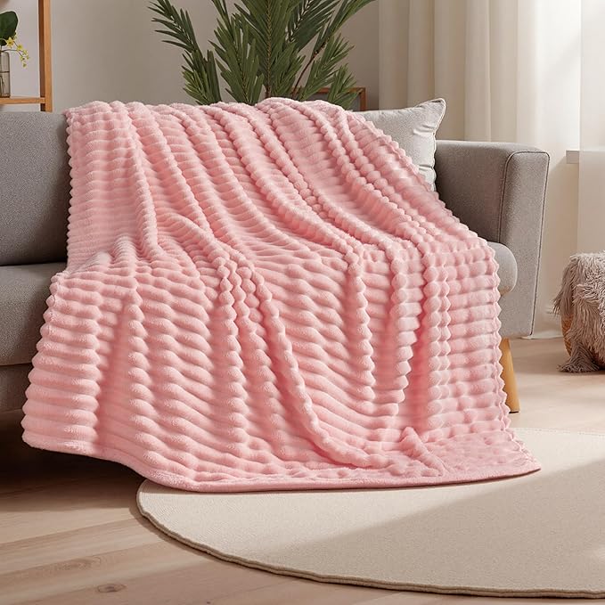 Joiedomi Twin Blanket for Bed, Soft & Warm Pink Fleece Blankets Gifts for Women Mom Girls, Cozy Cute Soft Throw 60x80 Inches