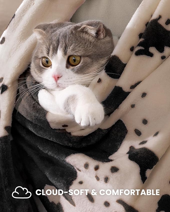 Cow Print Blanket Ultra Soft Flannel Throw Blanket for Couch Bed, Cute Cozy Lightweight All-Season Fleece Blanket, Gift for Women & Girls, 50×60 Inches Pink