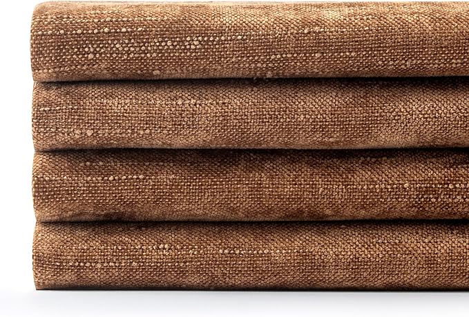 MIULEE Pack of 4 Decorative Throw Pillow Covers 18x18 Inch Camel Chenille Textured Throw Pillows Boho Farmhouse Accent Cushion Covers for Modern Home Decor Couch Sofa Bed Living Room