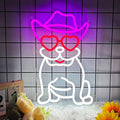 Cowboy French Bulldog Neon Sign, French Bulldog LED Sign for Wall Decor, Cute Cowboy Dog Led Light Sign for Pet Shop, Bedroom, Home Wall Decor, Party Decor, Gift for Dog Lover and Bulldog Fans