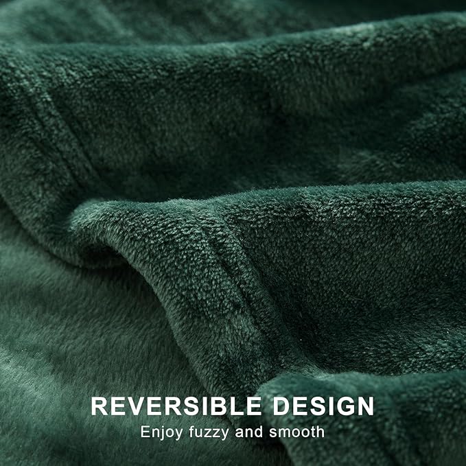 Hansleep Fleece Dark Green Throw XL Blanket, Super Soft Flannel Fuzzy Plush Cozy Blanket for All Seasons, Dark Green, Throw XL 50x70 Inches