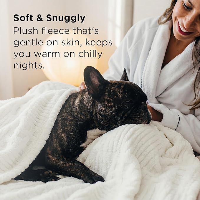 Bedsure White Throw Blanket for Couch - GentleSoft Fluffy Waffle Blanket for Sofa Bed Room Decor, Super Cozy Fleece Checkered Throw for Women, Warm for All Season, 50x60 Inches