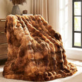 L'AGRATY Faux Fur Throw Blanket: 60" x 80" Luxury Soft Fluffy Thick Rabbit Fur Blankets for Twin Bed Couch - Cozy Plush Bubble Blankets for Home Decor: Warm Flannel Fleece Decorative Blanket