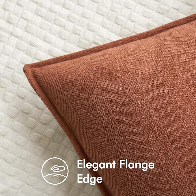 MIULEE Pack of 2 Burnt Orange Decorative Pillow Covers 20x20 Inch Soft Chenille Luxurious Couch Throw Pillows Farmhouse Cushion Covers with Elegant Design for Sofa Bedroom Living Room Home Decor