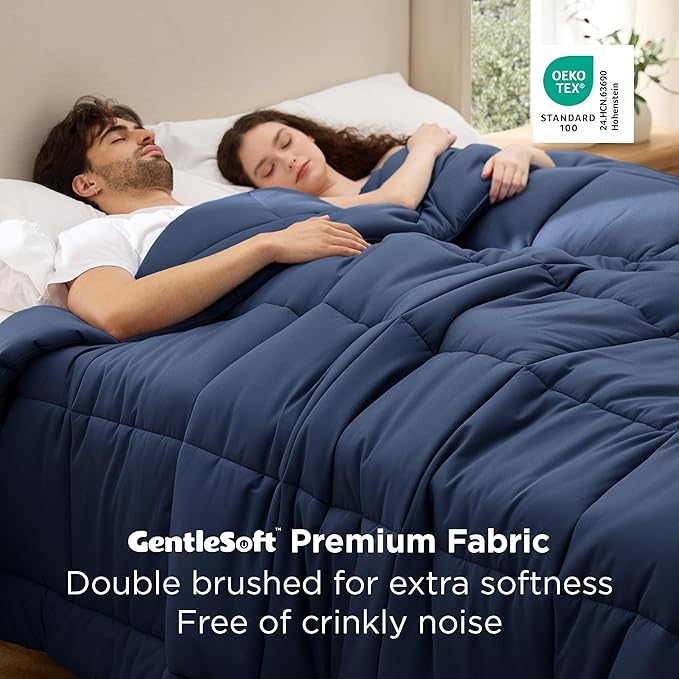 Bedsure Comforter Duvet Insert - Quilted Comforters Oversized King, All Season Duvet, GentleSoft Down Alternative Bedding, with 8 Tabs, Gifts for Women/Men, Navy Blue, Oversized King 116 x 98 Inches