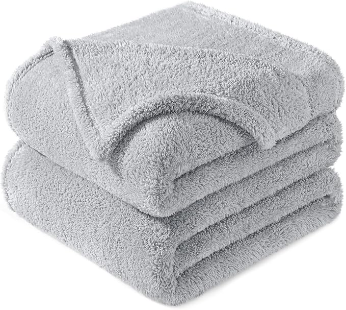 Exclusivo Mezcla Twin Size Blanket for Bed, Super Soft Velvet Plush Fleece Blankets, Fuzzy Cozy and Warm for Winter, 60x80 Inches, Light Grey