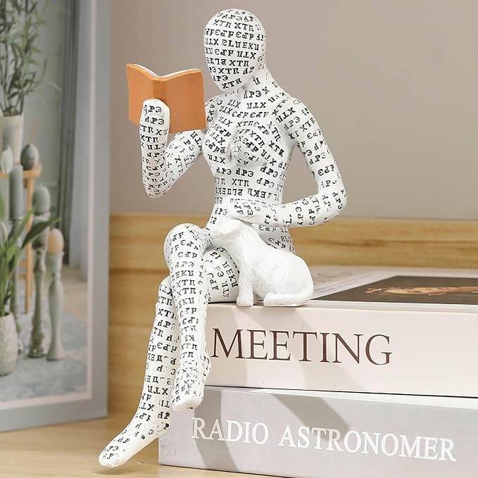 GRAPMKTG Home Decor Pulp Reading Women Thinker Statue Aesthetic Sculpture Room Decor Modern Abstract Decoration on Shelf Table Desk for Living Room Office Bedroom I