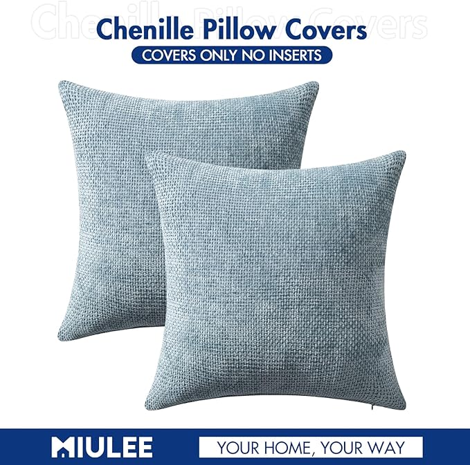 MIULEE Pack of 2 Coastal Blue Throw Pillow Covers 16x16 Inch Summer Modern Boho Accent Decorative Pillow Covers Soft Farmhouse Cushion Covers for Home Decor Couch Bed Sofa Living Room