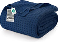 Utopia Bedding Navy 100% Cotton Waffle Blanket 300 GSM [King - 90x108 Inch] Soft Lightweight Breathable Bed Blanket for All Season