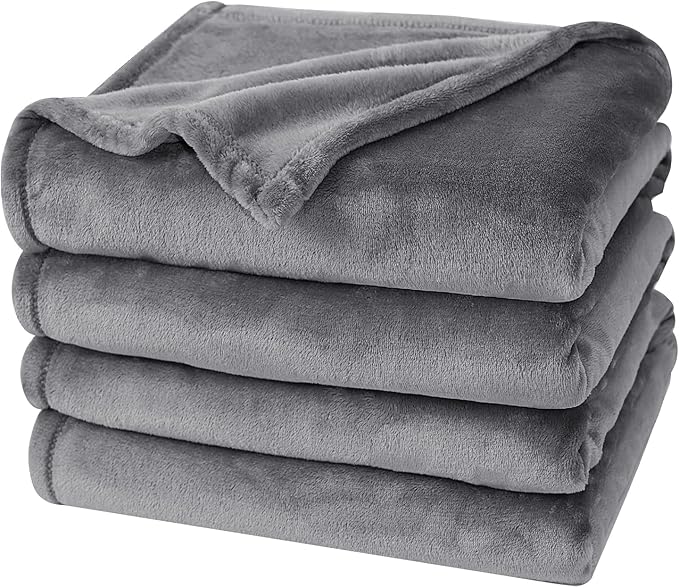 PHF Ultra Soft Fleece Blanket King Size, No Shed No Pilling Luxury Plush Cozy 300GSM Lightweight Blanket for Bed, Couch, Chair, Sofa, Perfect Decorations Gifts, 108" x 90", Grey