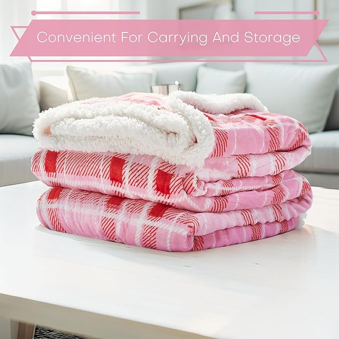 LUXIAN Electric Heated Blanket Full Size 72"x84" - Microplush & Sherpa Fabric Dual-Sided, 9 Heat Settings & 1-10 Hours Auto Off, Cozy Warming Throw for Home, Office, or Bed, Machine Washable, Pink