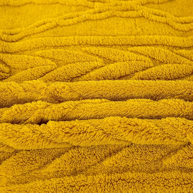 YUSOKI Twin XL Blanket Single Layer,Weight(3.1lb),370GMS-3D Stylish Design for Gift Home Decor (Mustard Yellow,65"x90")
