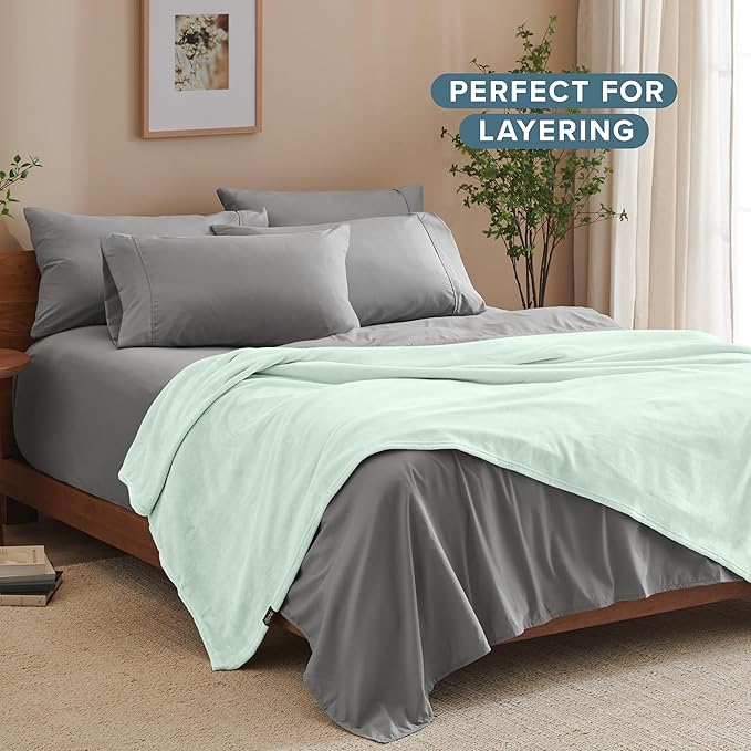 Bare Home Fleece Blanket - King Size - Ultra-Soft Lightweight for Bed, Sofa, and Couch - Luxury Microplush - Cozy Warm Blanket (King, Spring Mint)