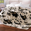 Cow Print Blanket Ultra Soft Flannel Throw Blanket for Couch Bed, Cute Cozy Lightweight All-Season Fleece Blanket Queen, Gift for Women & Girls, 90×90 Inches Brown