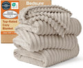Bedsure GentleSoft Large Fleece Blanket for Bed - Cozy Soft Throw Blankets for Women, Cute Large Throws for Girls, Beige, 120x120 Inches
