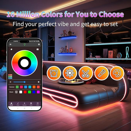 390FT LED Lights for Bedroom, RGB LED Strip Lights Music Sync Color Changing Effects, DIY Cuttable Led Light Strip with Remote and App Control Led Lights for Room Decor (4 Rolls of 97ft)