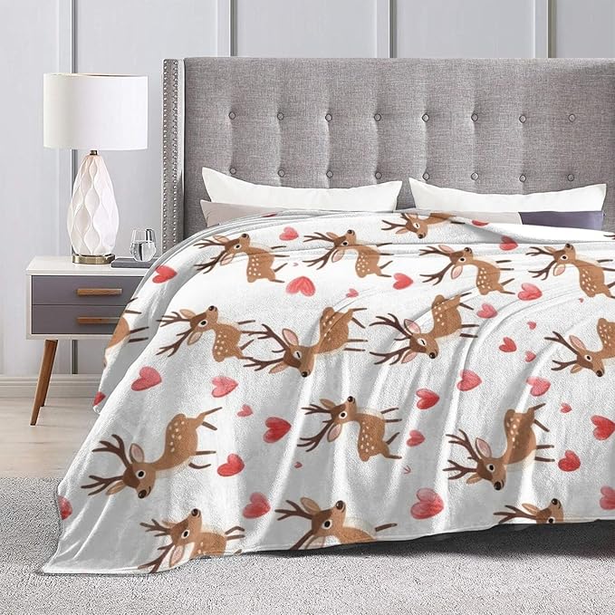 Deer Throw Blanket - Soft Plush Fleece Cabin Animal Bedding Blankets- Cozy Deer Stuff Gifts for Women Girls Kids Adults 40"X50"