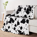 Cozy Bliss Cow Print Fuzzy Throw Blanket for Couch - Thick Soft Warm Non Shedding Fleece Blankets for Western Décor Room, for Kids, Women Men Girls, Black & White 50"*60"