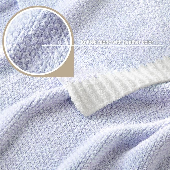 Whale Flotilla Knit Throw Blanket, Ultra Soft Warm Reversible Cozy Decorative Blankets for Couch Sofa and Bed, 50x60 Inch, Lavender