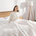 Queen Electric Blanket 84''X90'' Dual Control Heated Blanket - Soft Silky Plush Heating Blanket with 5 Heating Level & 10 Hour Auto Off, ETL Certified & Machine Washable for Grandma Gifts(Cream)