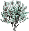 Mandy's Light Blue Artificial Baby’s Breath Flowers 6 Bundles Silk Gypsophila, 18.5 Inch European Style Modern Home Decor Centerpiece, Neutral Wedding Flower Arrangements