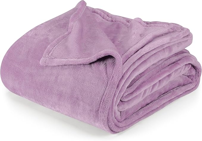 Utopia Bedding Lilac Fleece Blanket California King Size Lightweight Fuzzy Soft Anti-Static Microfiber Bed Blanket (102x96 Inch)