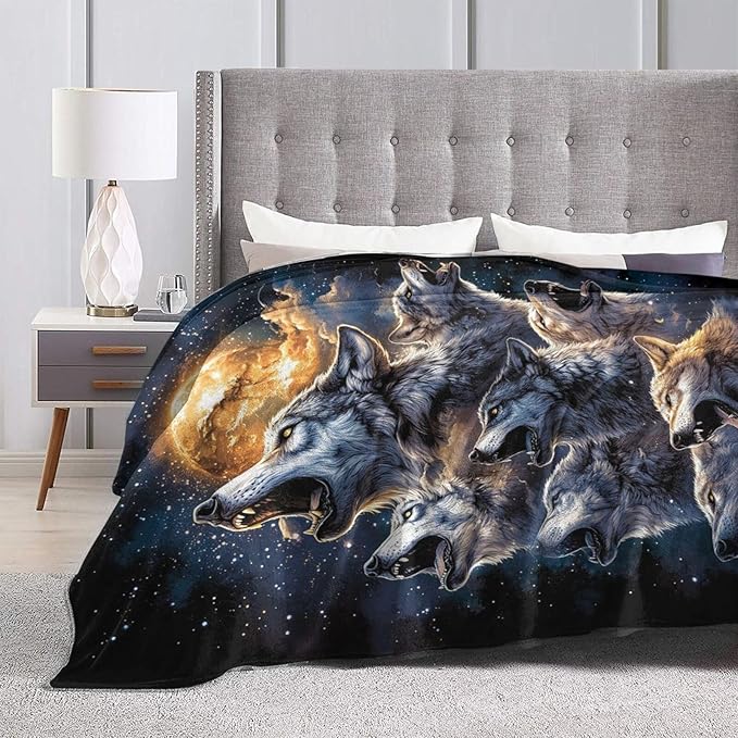 Wolf Super Soft Cozy Wolf Throw Blanket - Warm Fuzzy Plush Fleece Bedding Decor for Kids Adults - 60"X80"