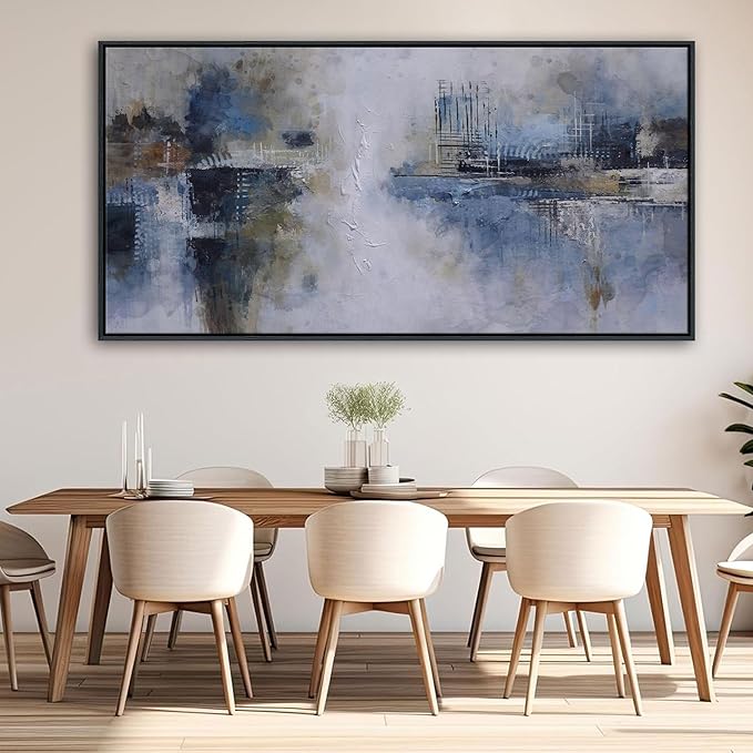 AJAZIKO Abstract Canvas Wall Art, Blue Wall Art for Living Room Modern Artwork for Walls, Pictures for Above Bed, Large Decor for Bedroom and Office Contemporary Wall Decor 29×58IN