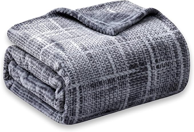 COOVA Fleece Throw Blanket for Couch, Super Soft and Cozy 3D Jacquard Warm Blankets, Lightweight and Fuzzy Throw for Bed, Sofa, Chair, Giftable (Dark Grey, 50"x60")