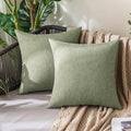 MIULEE Pack of 2 Decorative Outdoor Solid Waterproof Throw Pillow Covers Spring Faux Linen Garden Farmhouse Cushion Cases for Patio Tent Balcony Couch Sofa 18x18 Inch Gray Green