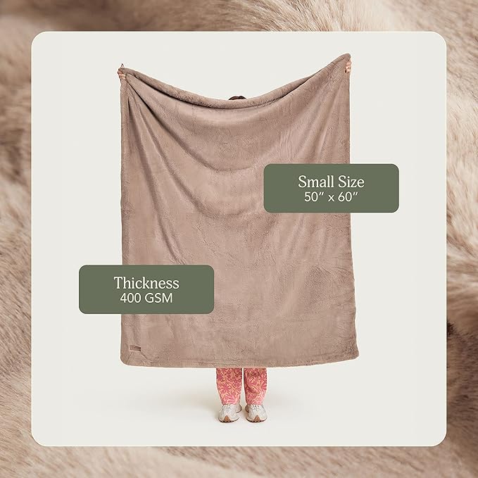 UnHide Lil’ Marsh Faux Fur Blanket - Lightweight, Soft Throw Blanket - Machine Washable - Ideal for Bed, Couch, or Reading Chair- Small (50" x 60") Mocha Shar Pei
