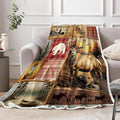 JAWO Rustic Cabin Throw Blankets, Farmhouse Country Antique Deer Moose Forest Vintage Cozy Warm Bed Couch Blanket，Hunting Camping Theme Fleece Flannel Throws to Decorate The Room and Bedroom 60X90IN