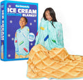 Cozy Concepts Co. Ice Cream Easter Cooling Blanket, Cool Stuff for Cozy Days and Nights, Easter Basket Gift for Kids, Includes 1 Soft Blanket with Ice Cream Design