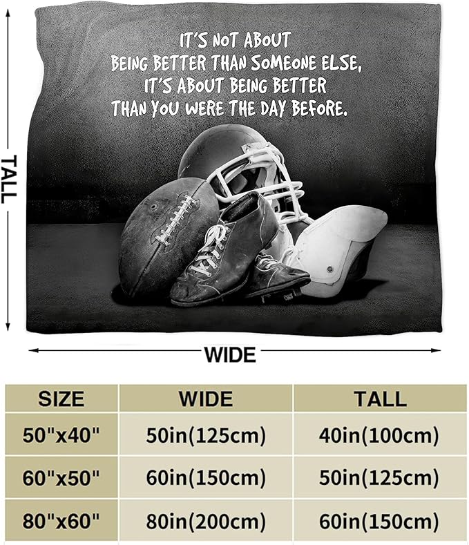 Sports Football Throw Blanket - Soft Warm Cozy Fleece for Boys Men Girls Women Kids Adults - Couch Sofa Bed 50"x40"