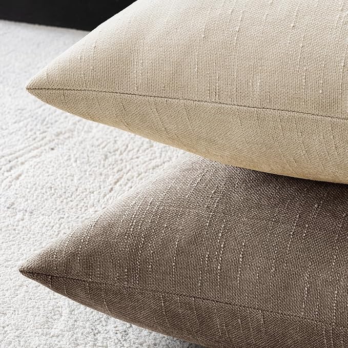 MIULEE Pack of 2 Decorative Throw Pillow Covers Soft Throw Pillows Solid Textured Cushion Covers Home Decor for Couch Sofa Bedroom Living Room 18x18 Inch, Beige Cement