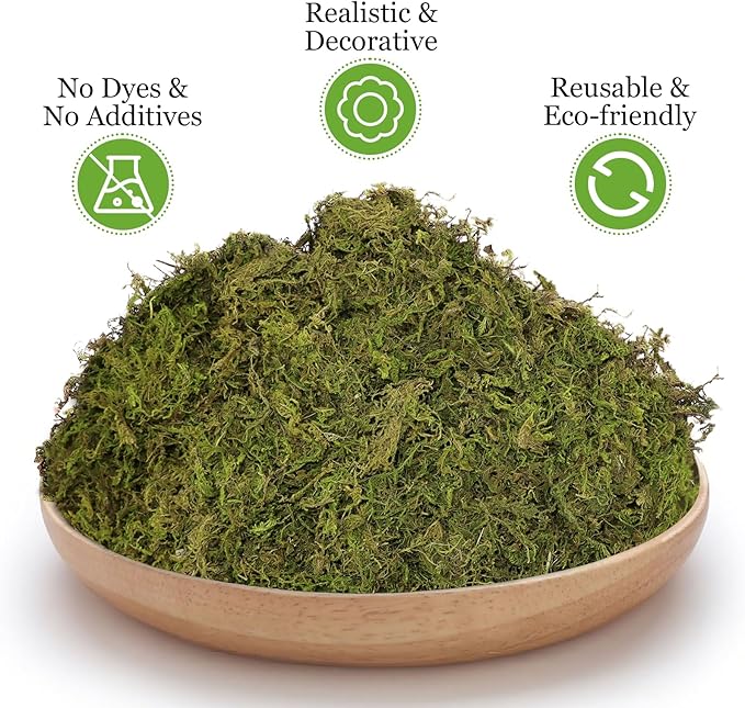 Riare 1.3LBS Artificial Fake Moss for Fake Plants Indoor- Premium Faux Craft Moss for Potted Plant, Fresh Green Moss Forest Moss for Hamsters Micro-Landscape Terrariums Centerpieces Decor